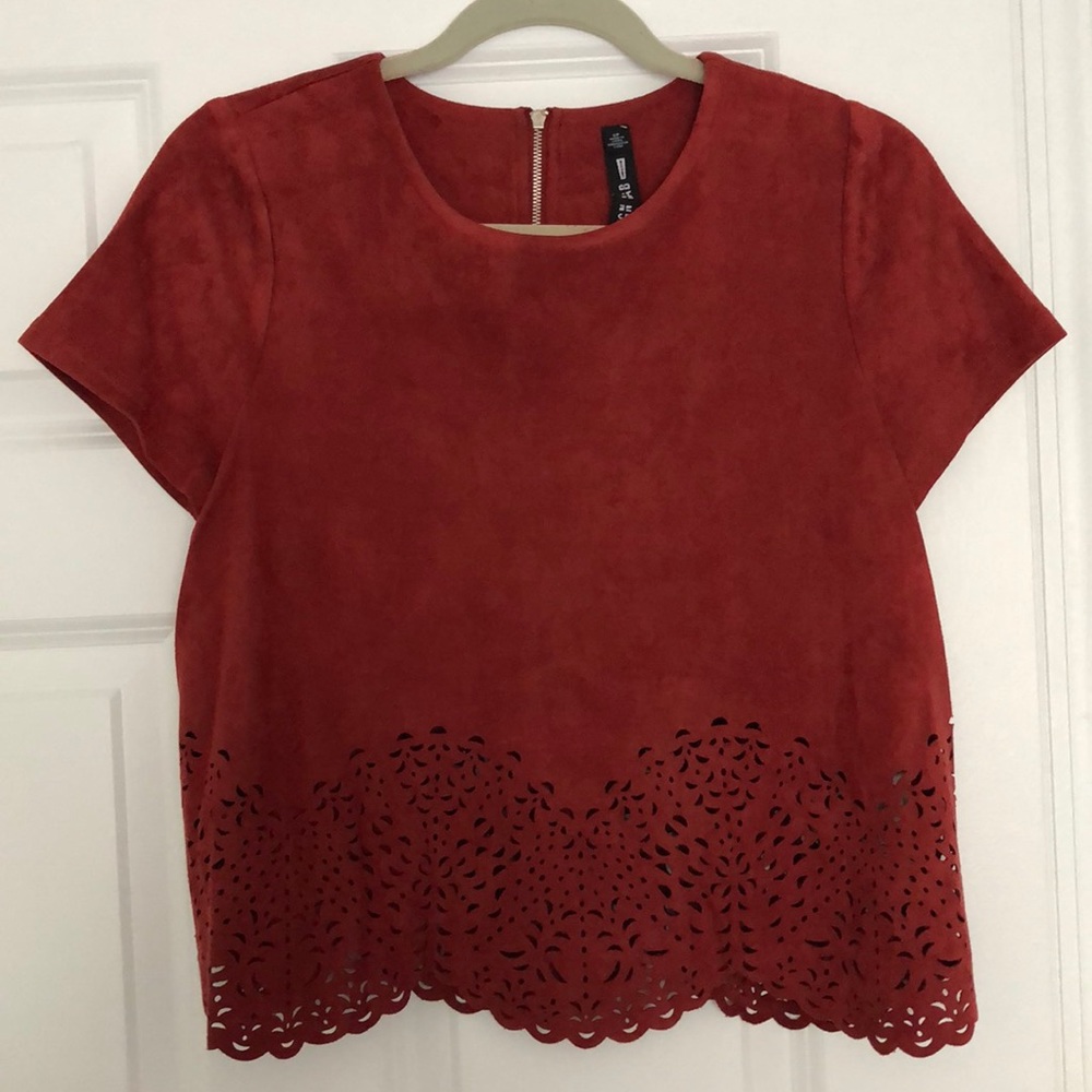 Design Lab Faux Suede Laser-cut Top
